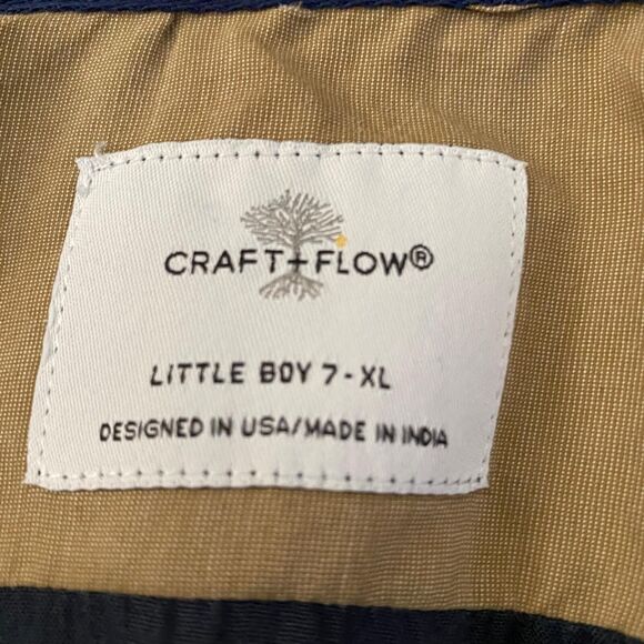 CraftFlow Button Up boys dress Long Sleeve Black Dots front Pockets Cotton size7 - Picture 6 of 14